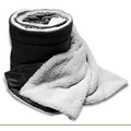 Oversize Micro Mink Sherpa Blanket-- 60"x72" (Embroidered)--Black ***FREE RUSH***